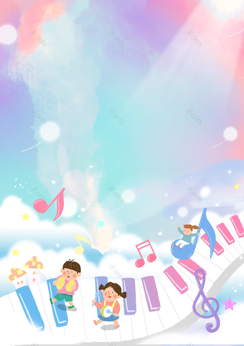 卡通梦幻风格六一儿童节少儿音乐背景,插画/手绘图,插画/手绘图库,插画/手绘图下载,插画/手绘